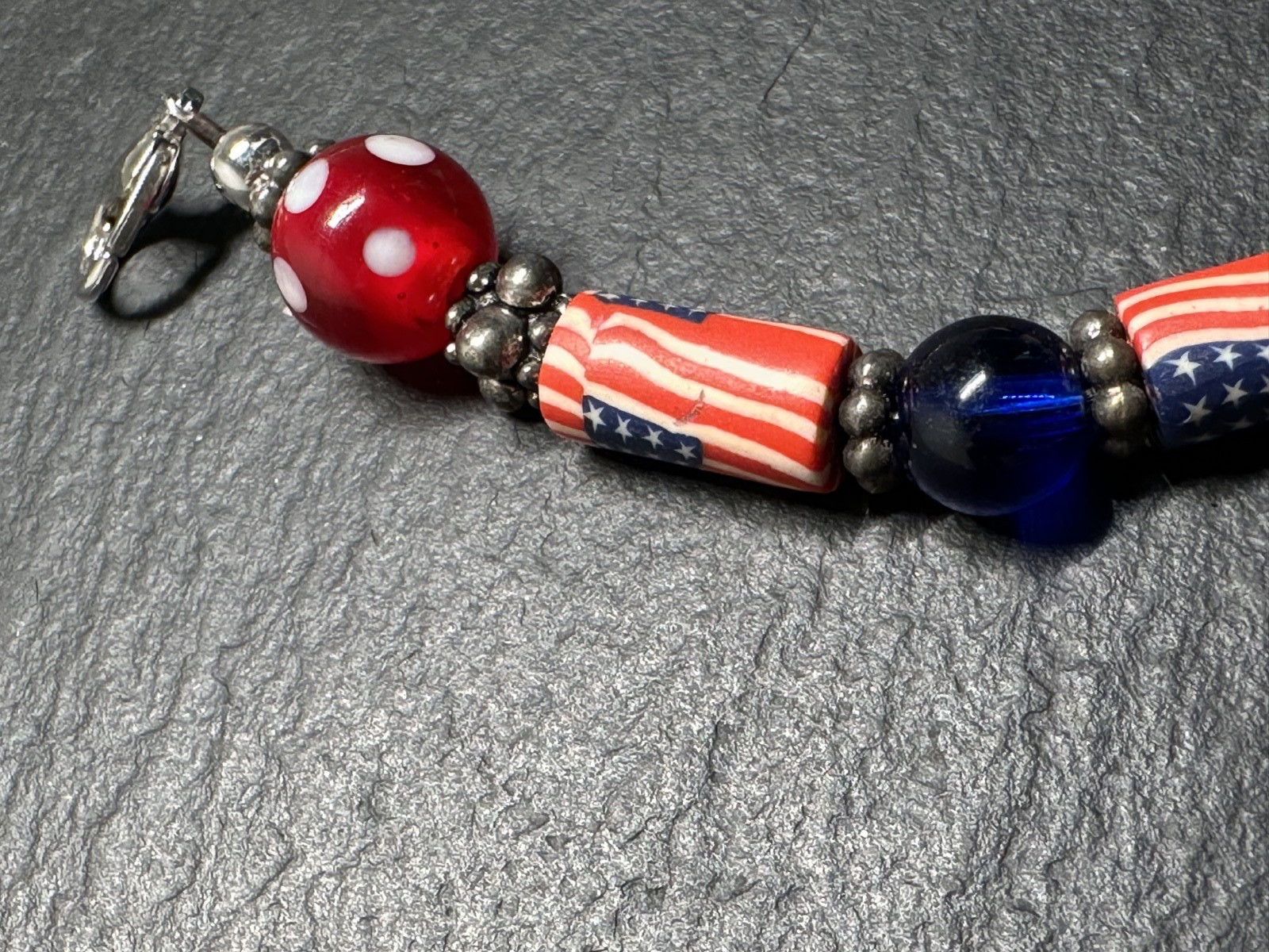 THREE DIFFERENT VINTAGE PATRIOTIC RED WHITE BLUE BRACELETS H901