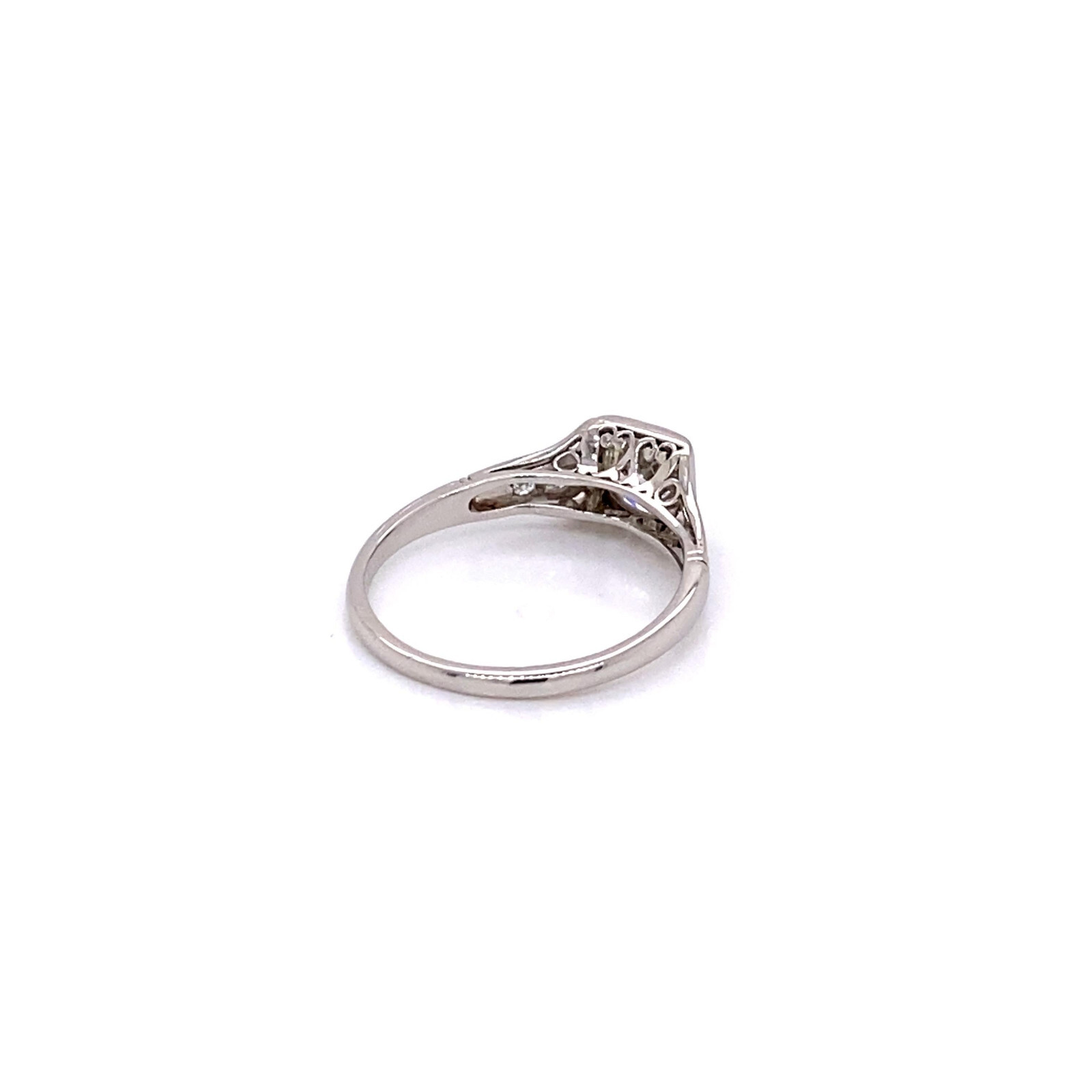 1.15 Ctw White Round Cut Simulated Diamond Three Stone Art Deco 925 Silver Ring