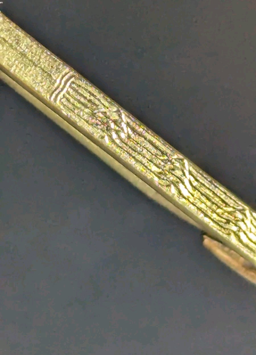 Antique Victorian Gold Tone Safety Pin Clasp Bar Lingerie Pin 1.5″ Trees Nature