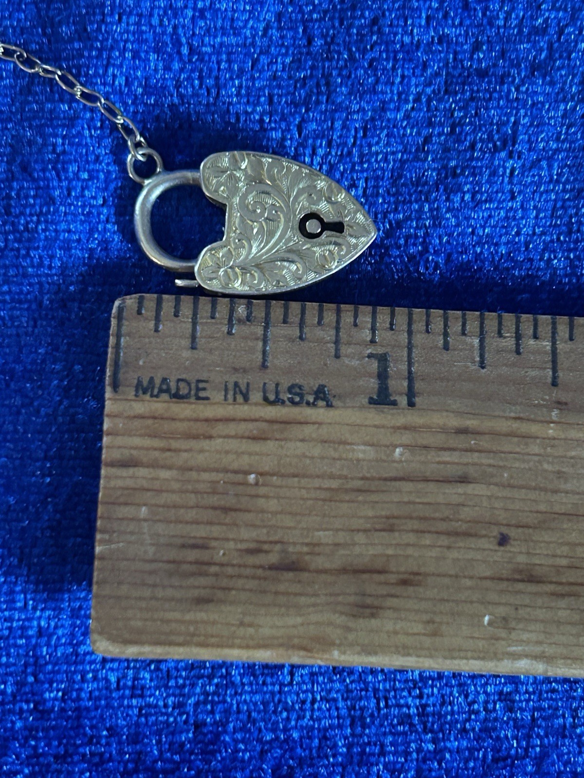 Vintage Circa30s 9ct Solid Gold Padlock Pendant or Charm With Floral Scrolls Old