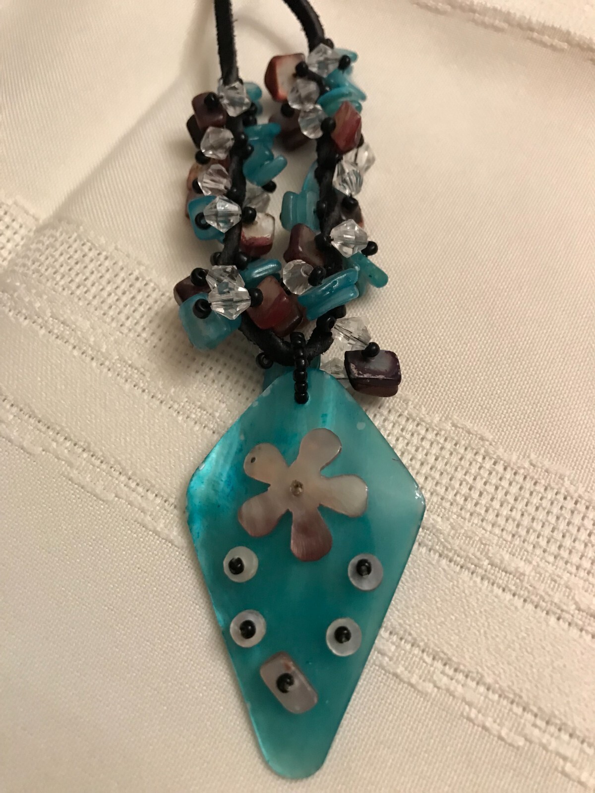 Vintage Craftsman Style Beaded Necklace Approximately 11 1/2 Inches Long