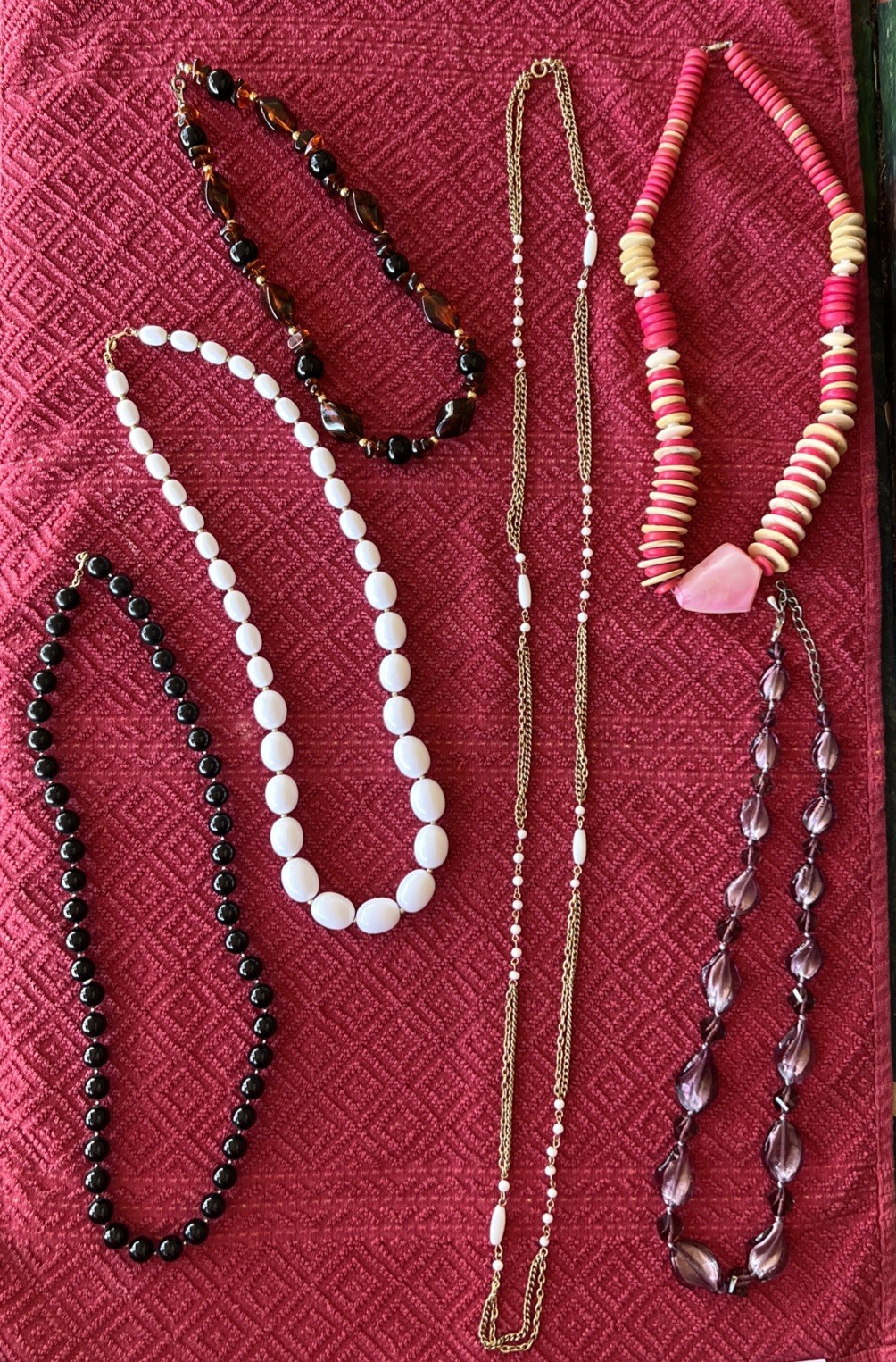 Vintage Fashion Jewelry Necklaces From 60’s/70’s – 80’s/ 90’s , Lot Of 6