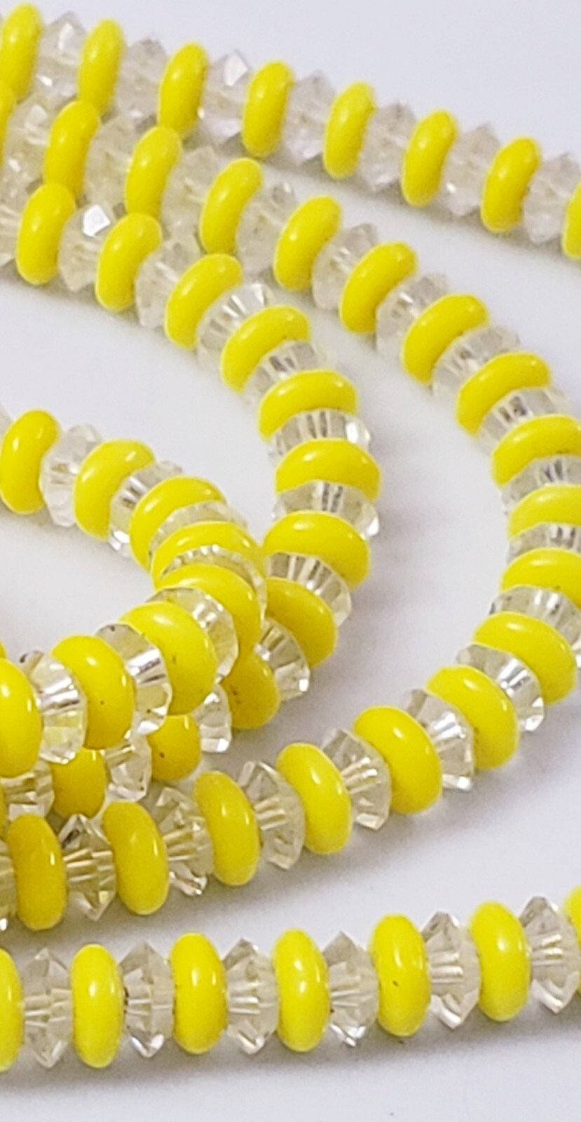 Older Yellow & Clear Glass Crystal Rhinestone 7 Stand Choker Necklace Adjustable
