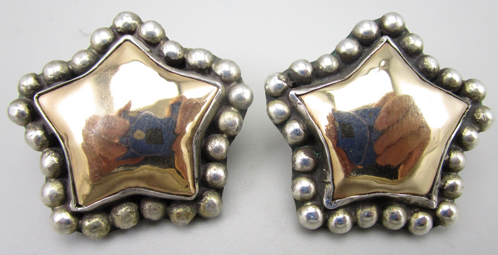BEAUTIFUL LARGE DIAN MALOUF STERLING 14K STAR CLIP ON EARRINGS 41G 