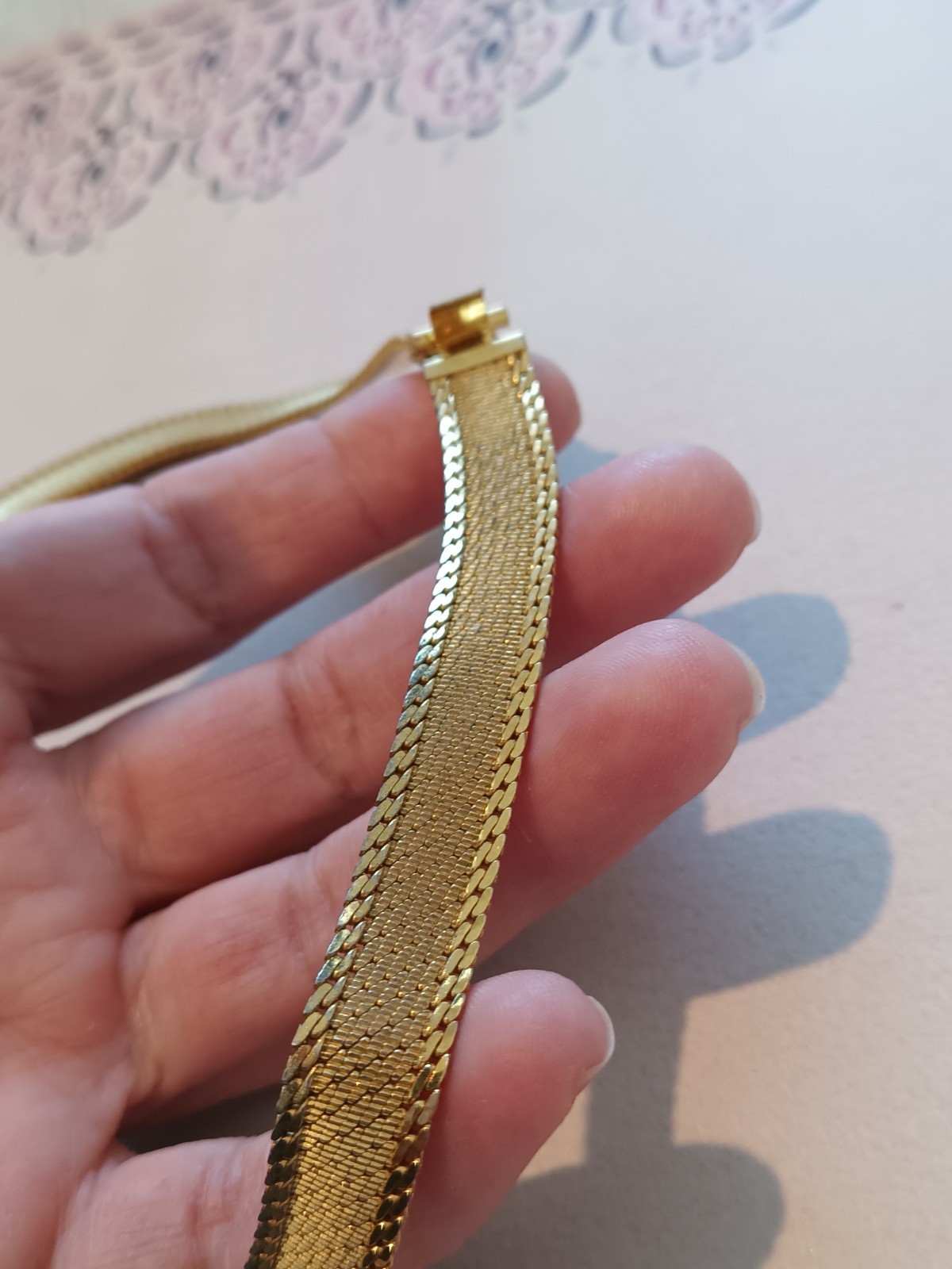 Vintage Monet Gold Plated Wide Mesh Snake Chain Choker Necklace