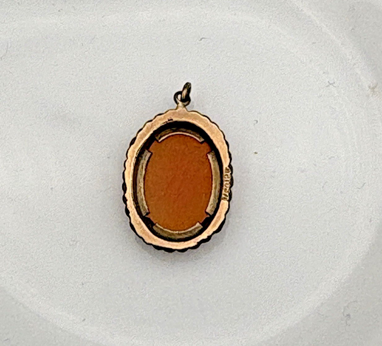 Vintage Miraculous Medal Virgin Mary Pendant Carved Shell Cameo 12K Gold Filled