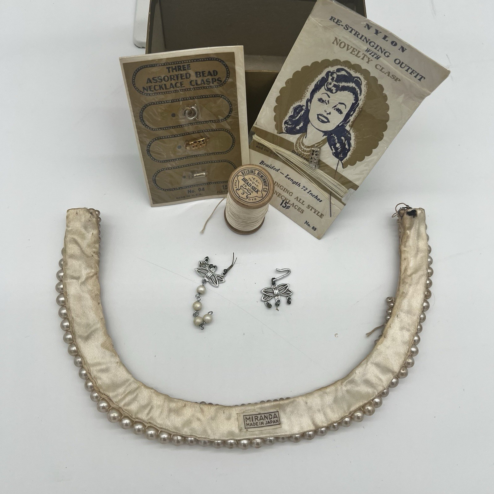 Vintage Pearl Collar Necklace + Repair Kit – Miranda Japan, Clasps, Bead Silk