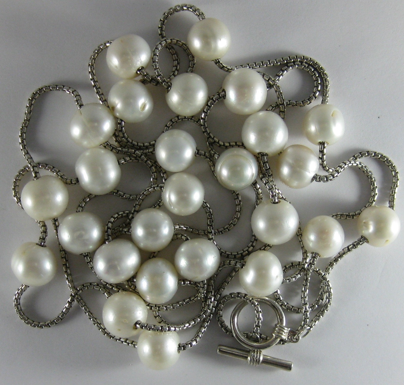 Vintage Designer IPS Imperial Pearl Freshwater 10mm Pearl Sterling 64″ Necklace