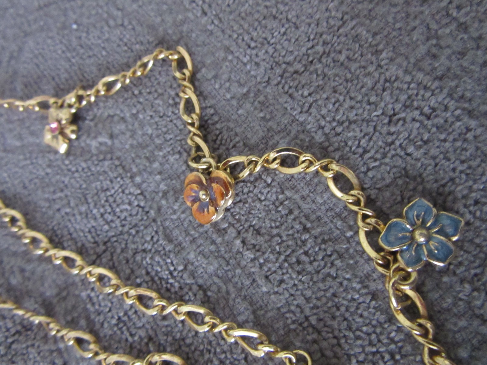 VTG Joan Rivers Victorian Language of Flowers Pansy Charm Locket Necklace EUC