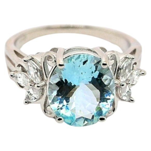 3.75 Ctw Blue Topaz Cocktail Ring 925 Sterling Silver Bridal Wedding Gift Ring