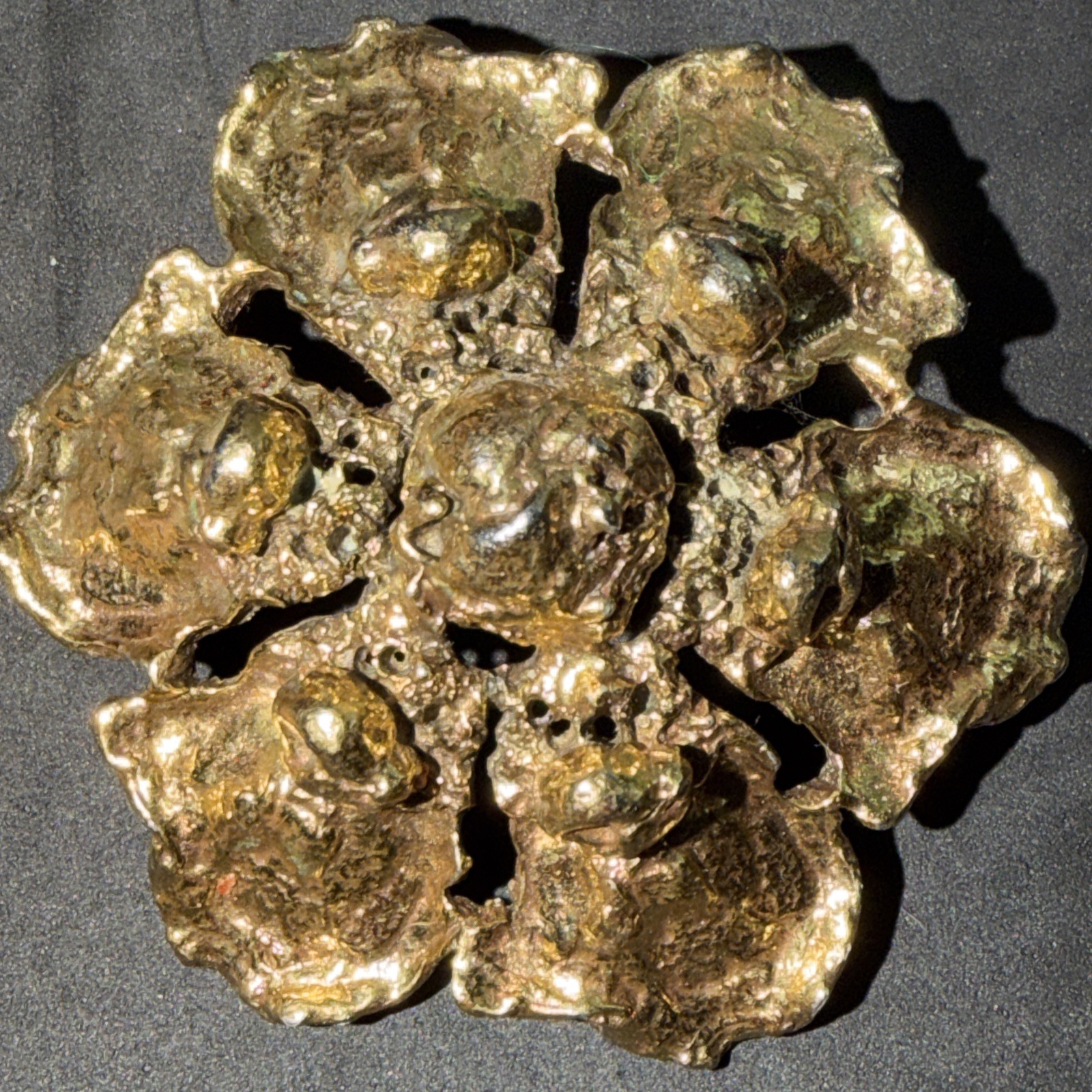 Gorgeous Robert Zentall Brutalist Floral Brooch Vtg Signed Goldtone