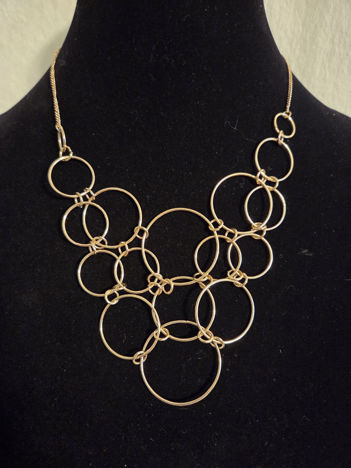 NEW!! Signed C1946 Ring Necklace Delicate Tone Circles 16″ +3″