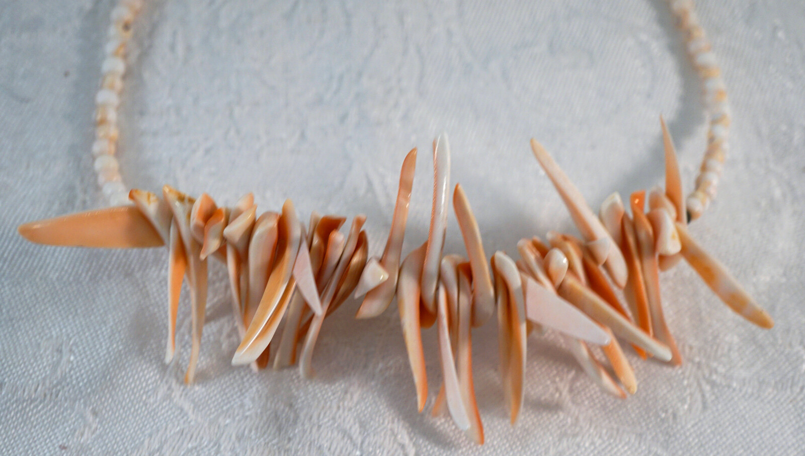 Vintage Shell Necklace Pieces and Beads 15.5 inches long