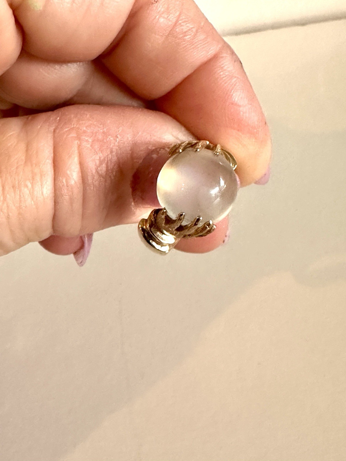 Carl K.Gumpert Collectible 14 K Y/G Fortune Teller Moonstone Ring Signed