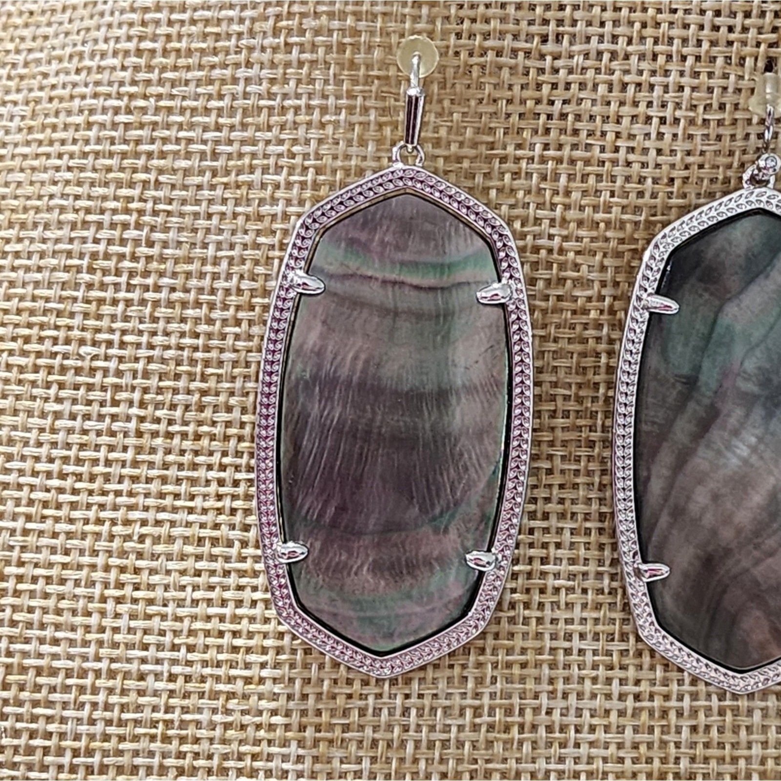 Kendra Scott Black MOP Mother of Pearl? and Silver Rhodium Danielle Earrings