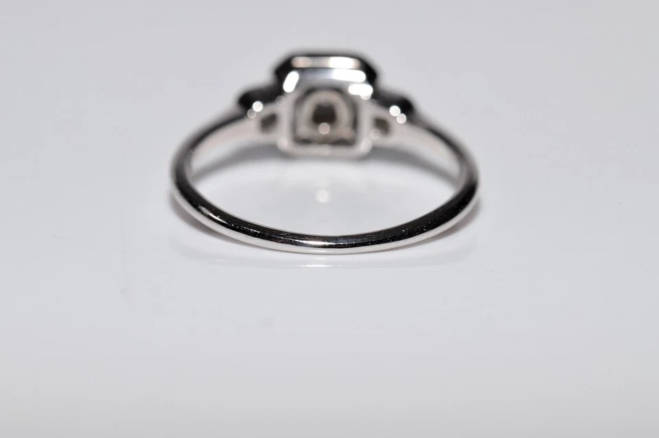 Antique Circa 1920s Art Deco 14k Gold Finish Lab Created Diamond Decorated Ring