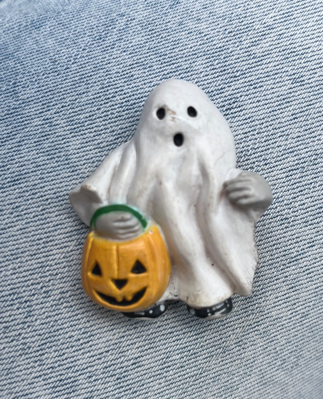 Vintage Brooch Lapel Pin Halloween Ghost Fun World Trick Or Treat S Lehman 3D