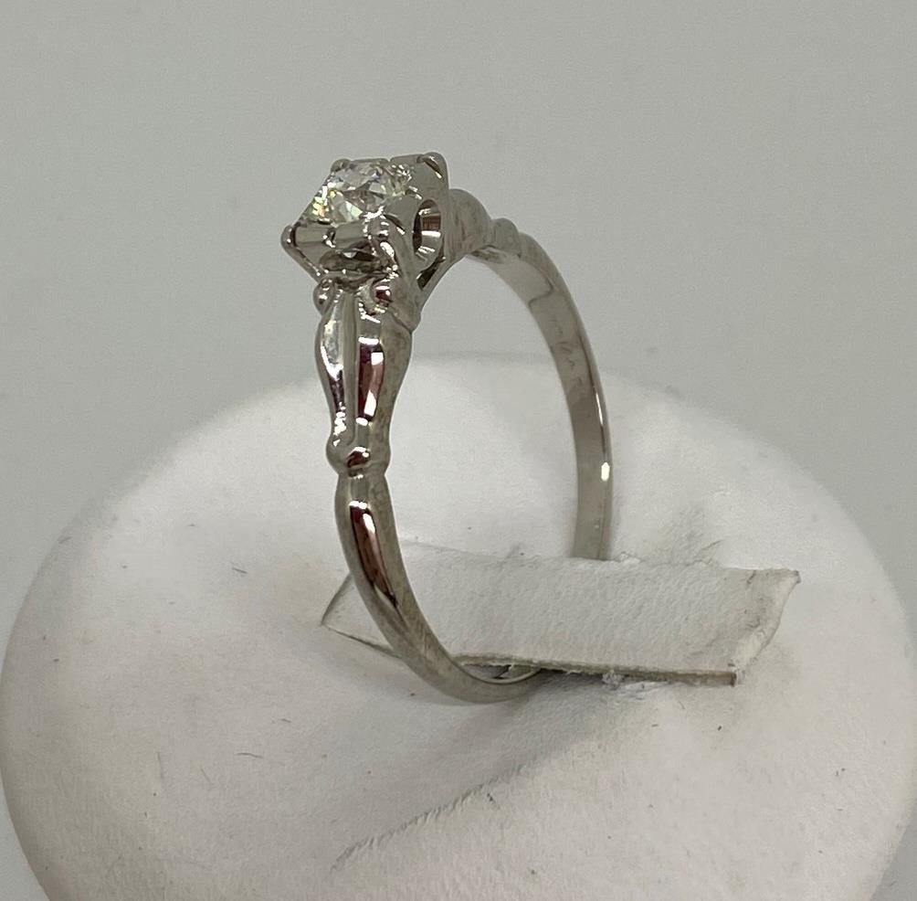 Vintage Platinum apx .20 ct Old European Cut Diamond SINC circa 1930 sz 7.5 #R61