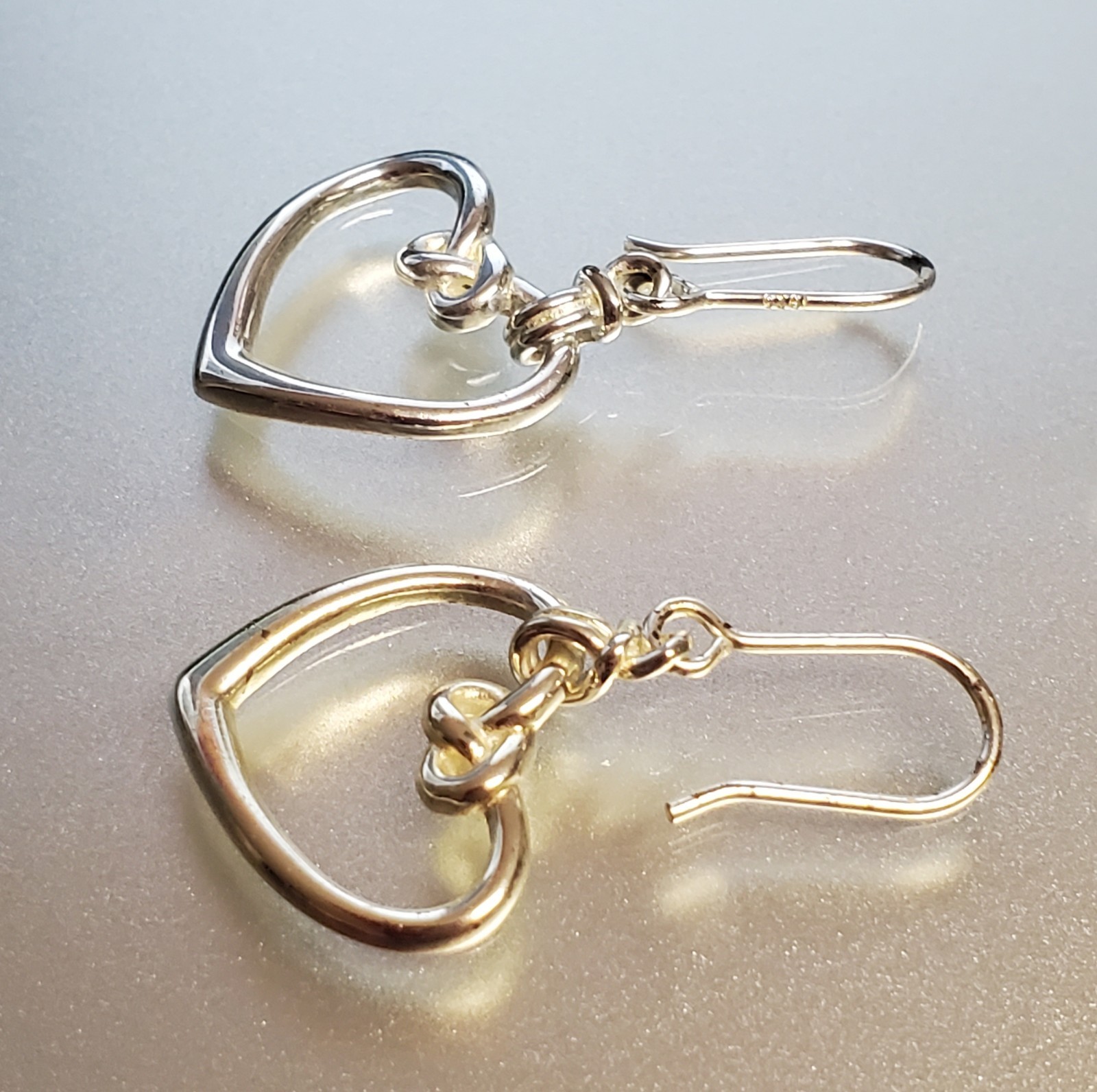 VTG 925 Heart Knot Earrings 1.5in Drop Sterling Silver 2g Lightweight Openwork