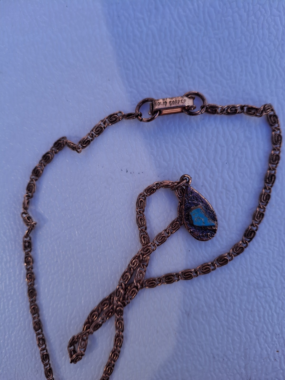 Vintage 1970’s Southwestern Bell Trading Post Copper & Turquoise Necklace