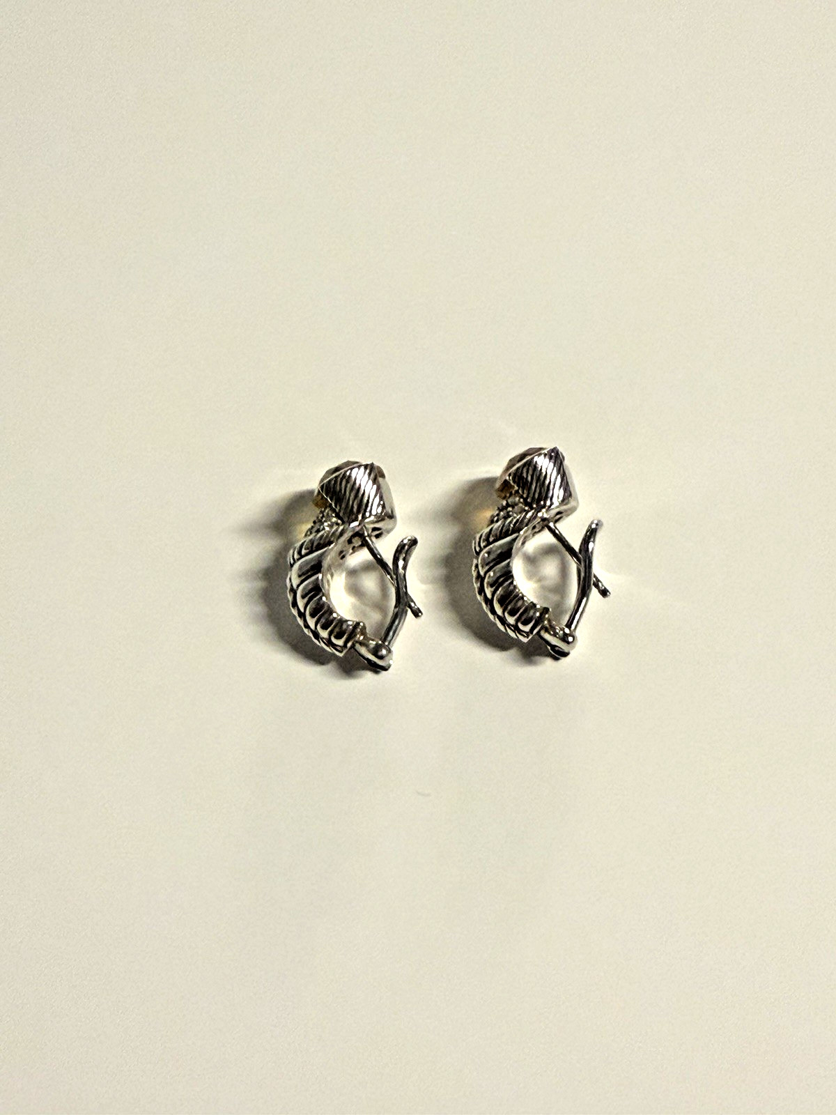 Judith Ripka Sterling Silver Earrings for Pierced Ears w/ Citrine & CZ Stone
