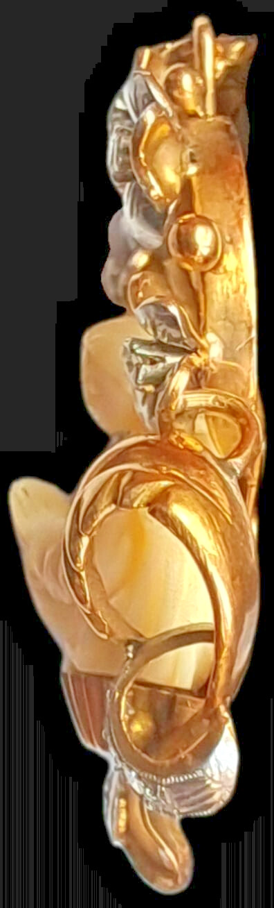 Antique Art Nouveau 18K Gold Virgin Mary Pendant Rose Cut Diamonds c1900