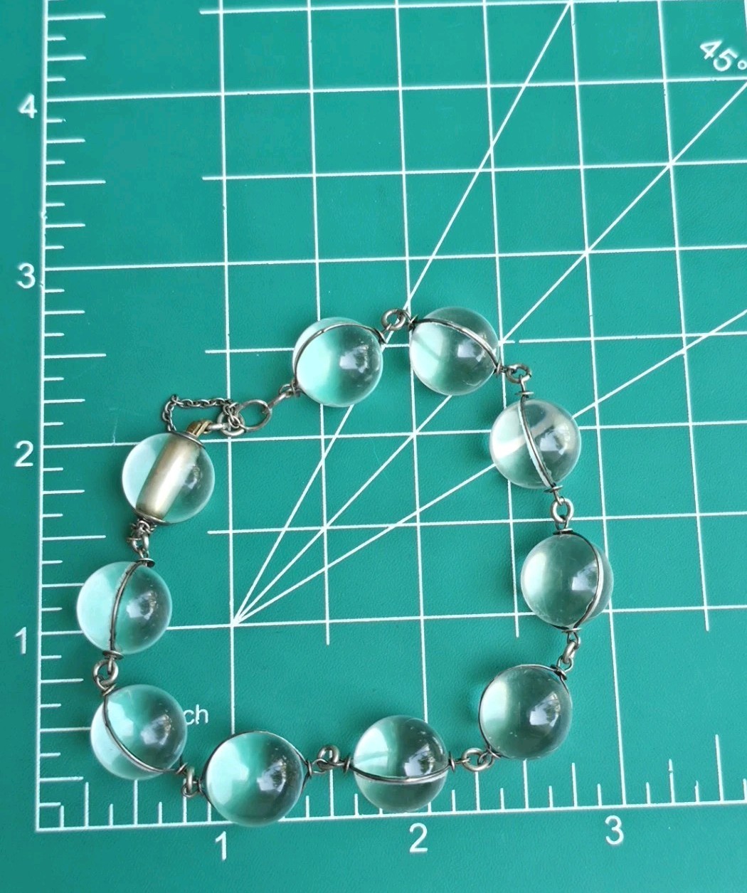 Antique Art Deco Pools of Light Sterling Silver Rock Crystal Quartz Orb Bracelet