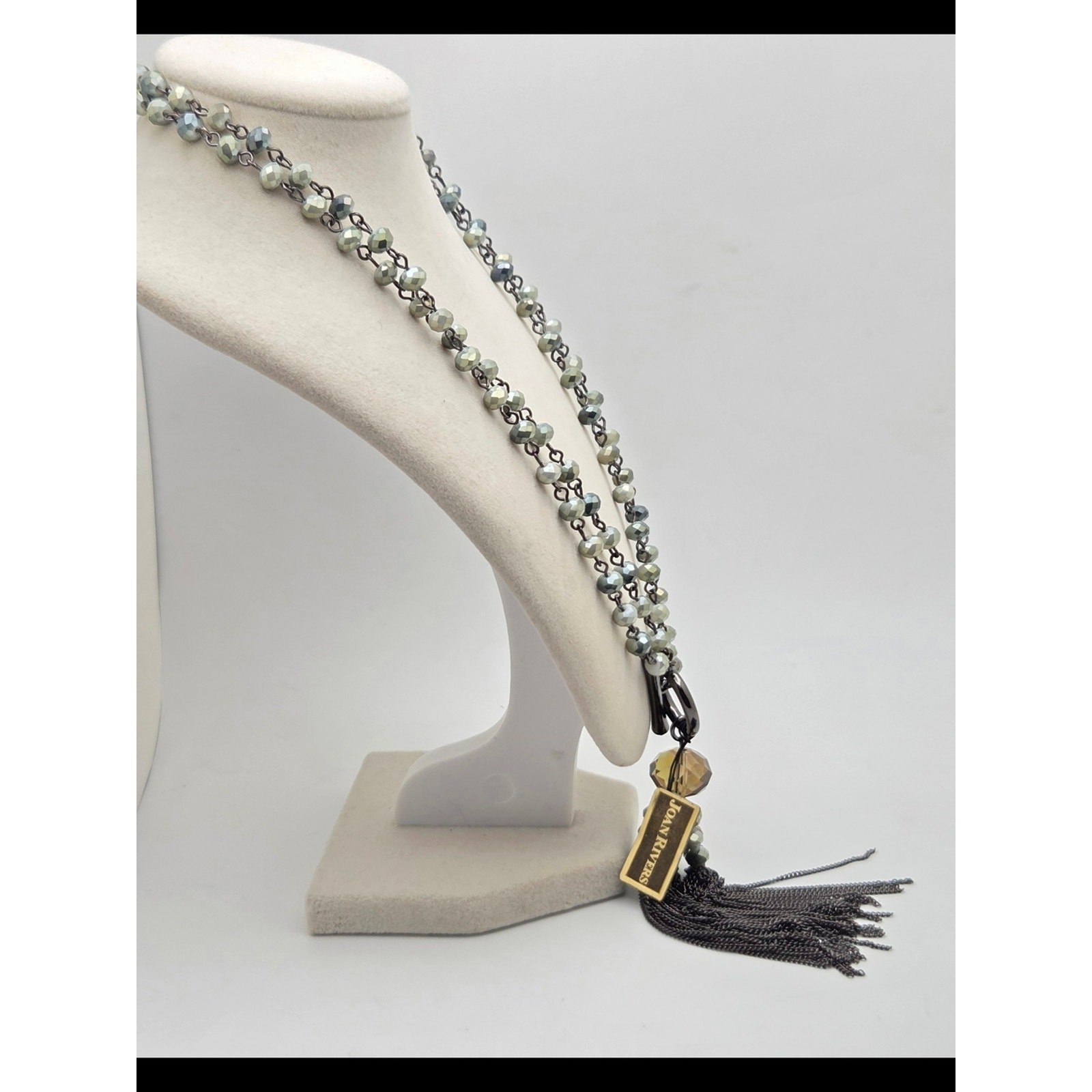 Vintage Joan Rivers Tassel Necklace – Iridescent Beaded Statement