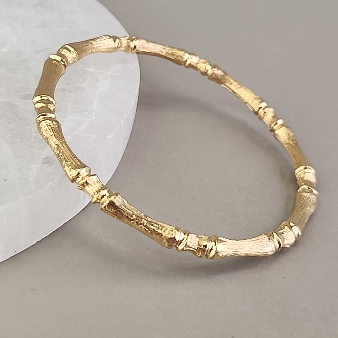 Vintage Napier Bamboo Bangle Bracelet Gold Tone Metal 7.75″