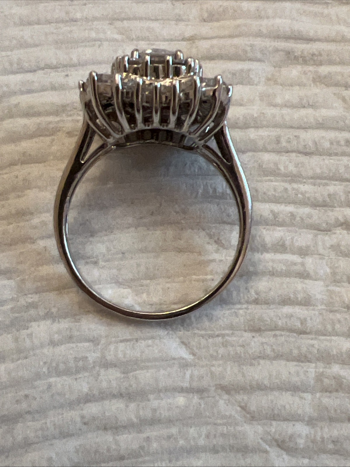 Swarovski CZ Emerald Cut Ring with Baguettes and Rounds 925 8-3/4