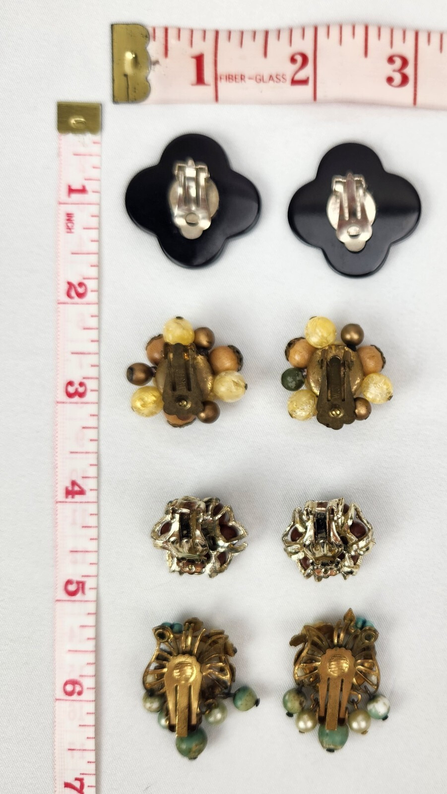 VTG Clip-On Earrings Lot of 4 Beaded Beauty Retro Fashion 1950s-1980s