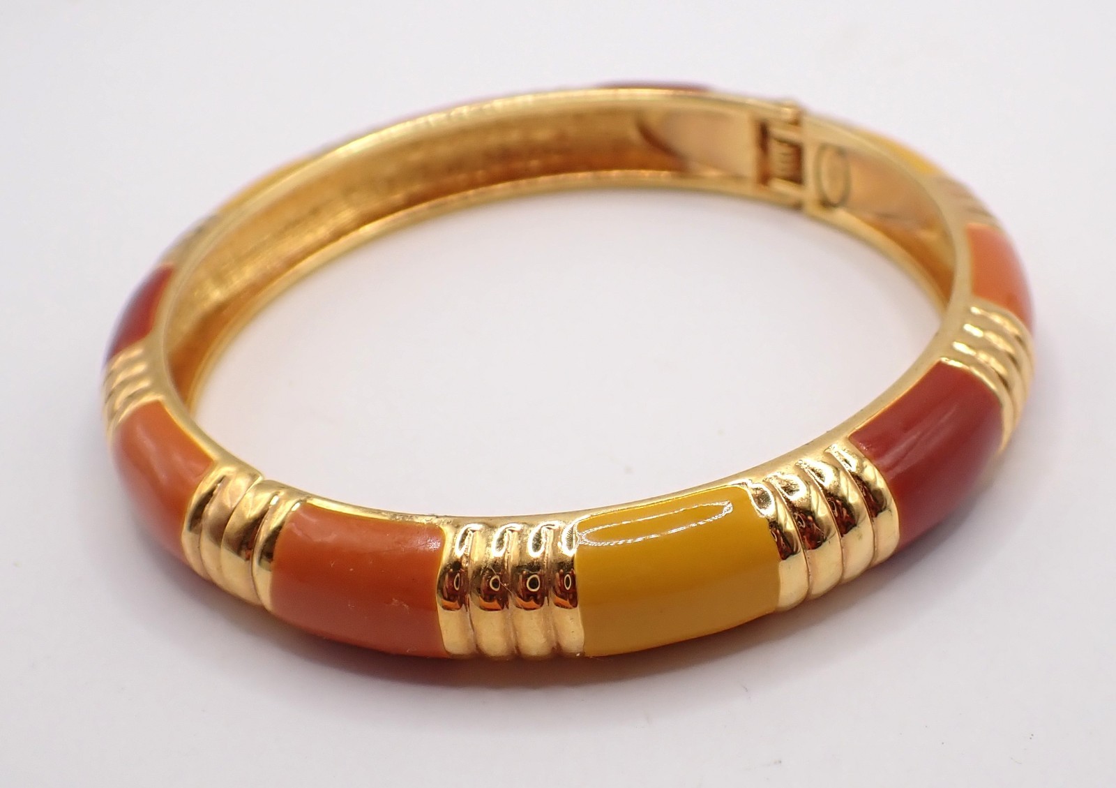 Joan Rivers Hinged Bangle Bracelet, Gold-tone, Fall Colors, Yellow, Rust, Orange