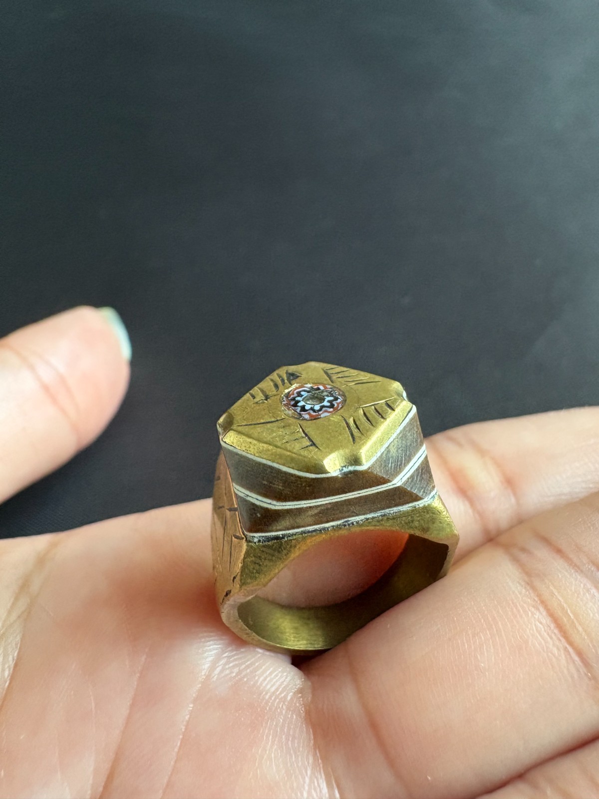 Vintage Moroccan Tuareg Brass Ring Berber Sahara Handmade Ring Brass Size 7 US
