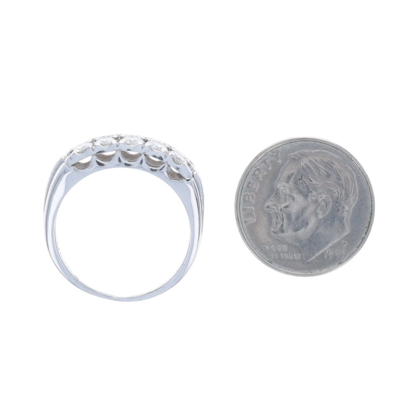 White Gold Diamond Cluster Cocktail Band – 14k Round Brilliant 1.00ctw Ring