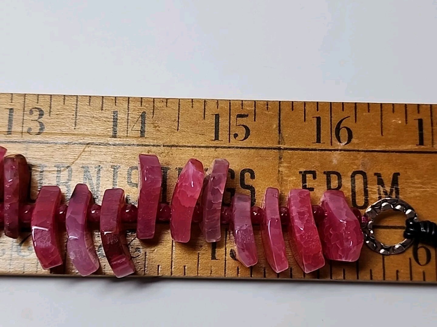 Gorgeous Pink Crackle Agate Stone .925 Clasp Statement Beaded Necklace 148g