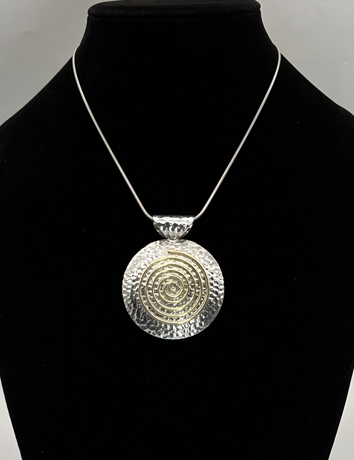 DOMINIQUE DINOUART Sterling Silver 2-Tone Mexico Spiral Pendant & 925 Necklace