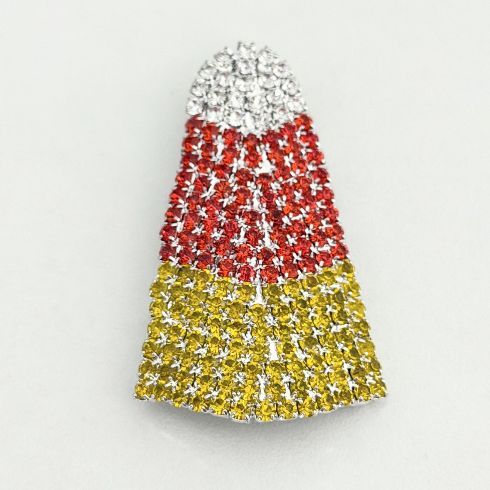 Halloween Candy Corn Sparkly Rhinestone Brooch Pin
