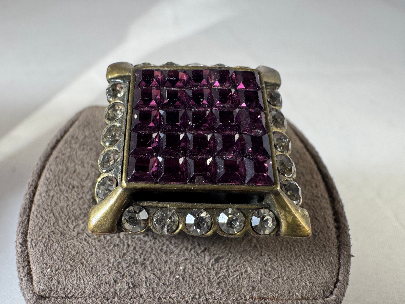 Vintage Heidi Daus Purple/Pink and white stone ring, size 5.75