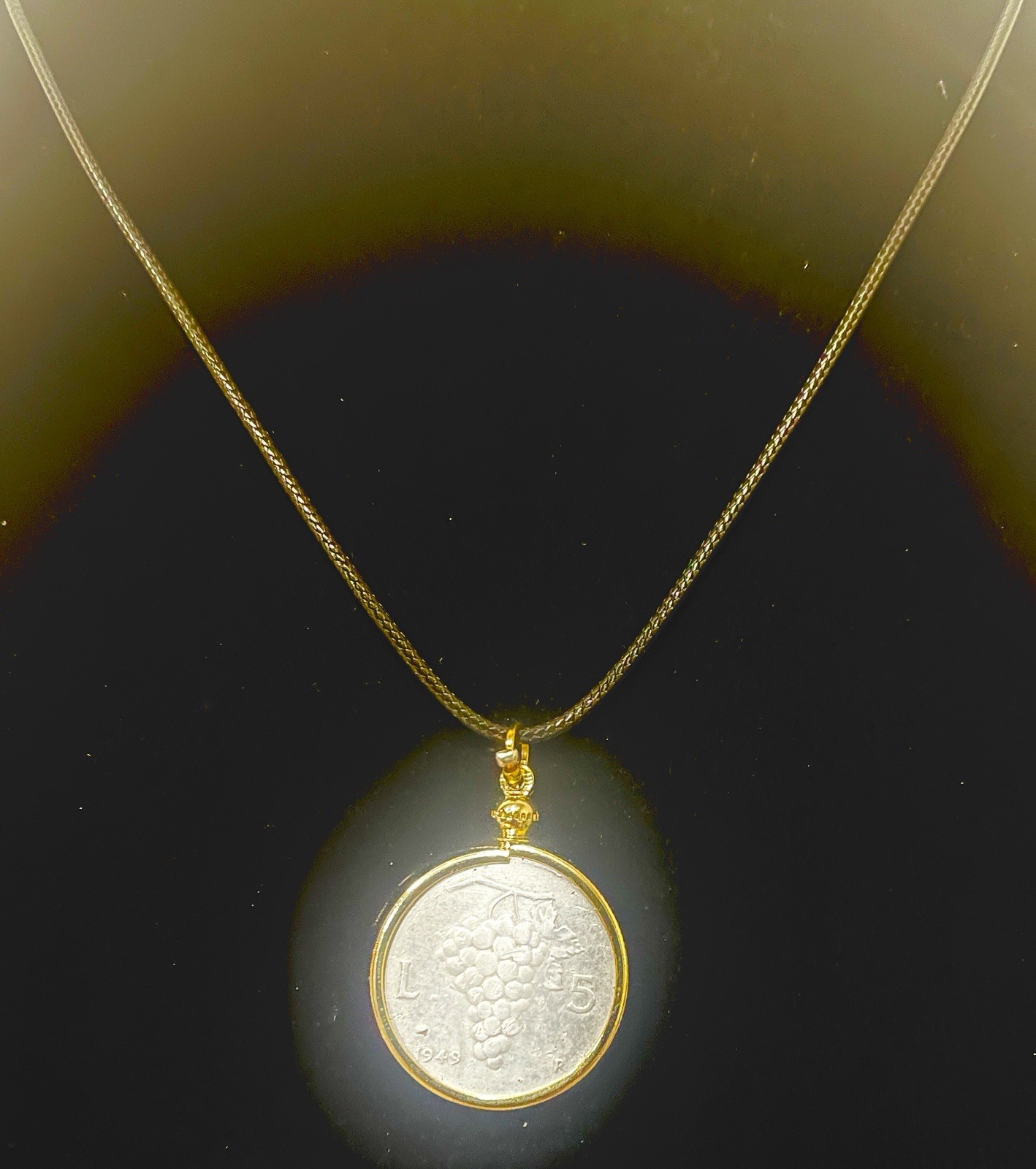1949 Italy 5 Lire Grape Female Head Aluminium Coin 2.5g 26.7m Pendant Necklace