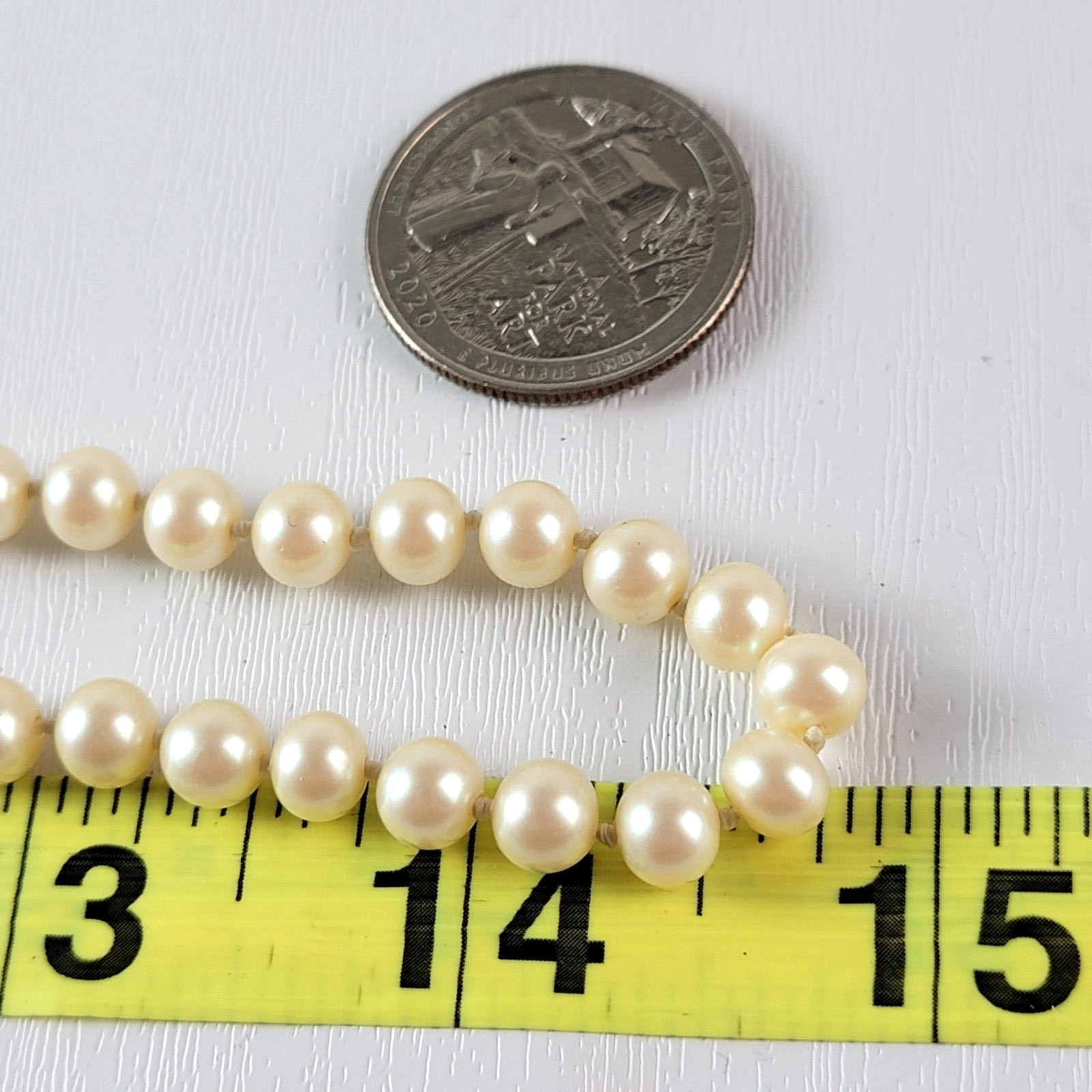 Vintage Cream Faux-Pearl Glass Beaded Necklace Hand Knotted Endless No Clasp 29″