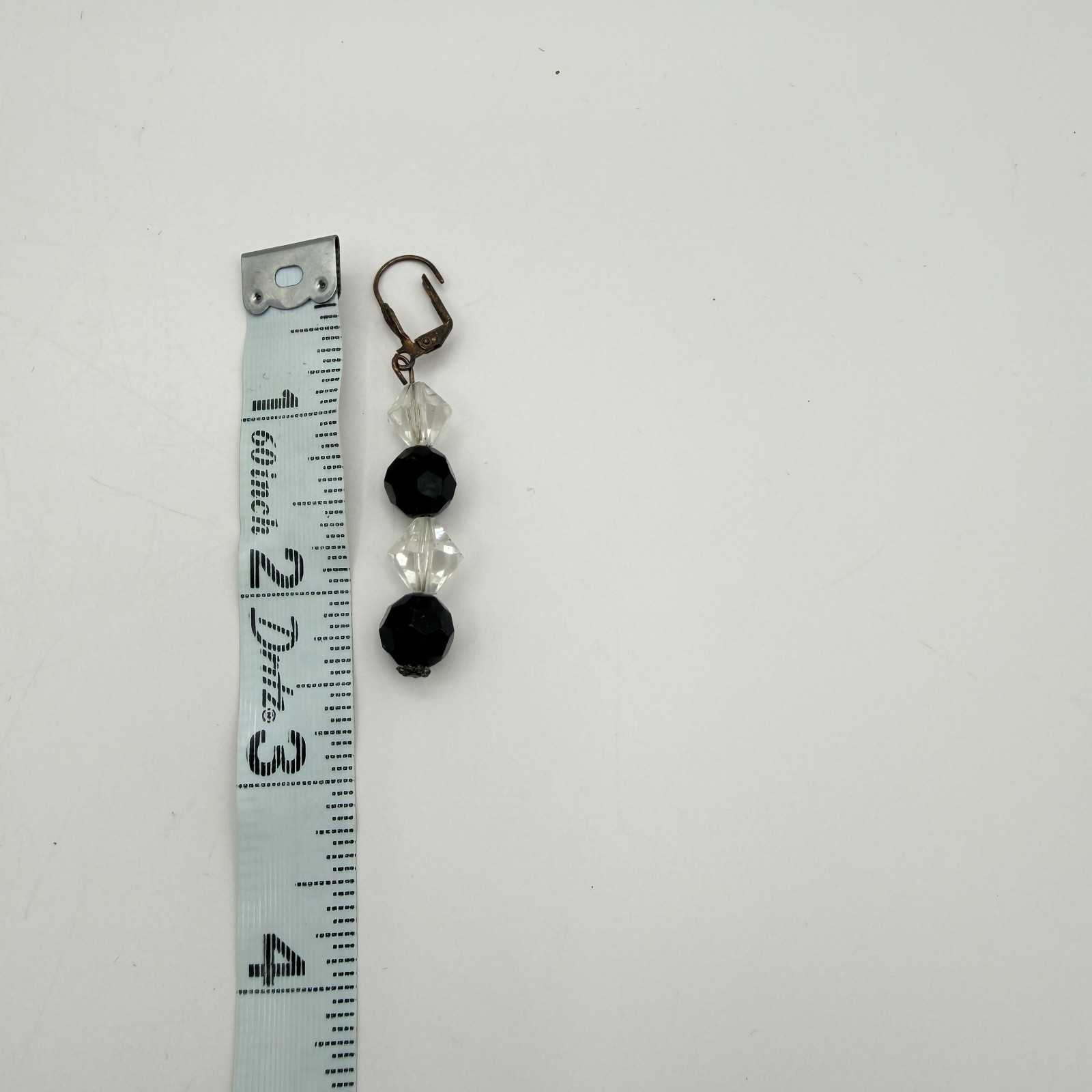 Vintage Black Clear Crystal Bead Necklace Bracelet Dangle Earrings Matching Set
