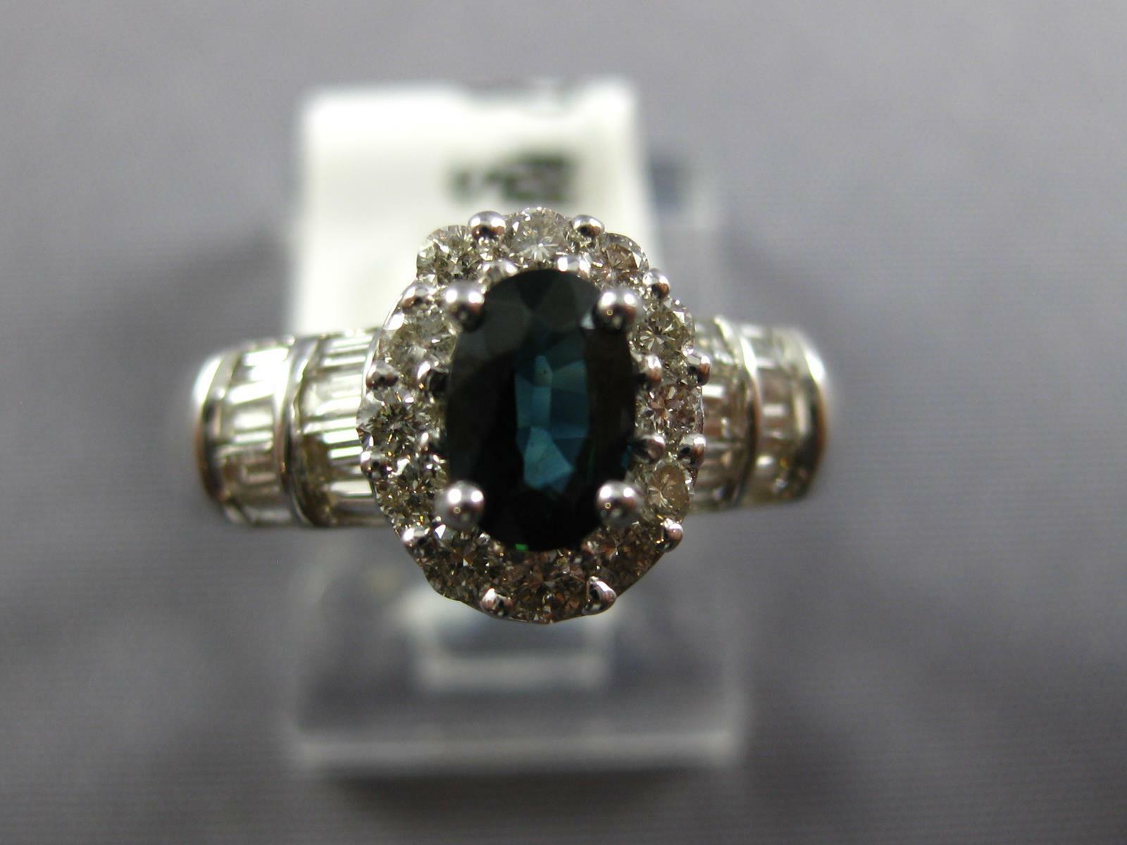 1.52CT DIAMOND AAA SAPPHIRE 14K WHITE GOLD OVAL ROUND & BAGUETTE FRIENDSHIP RING