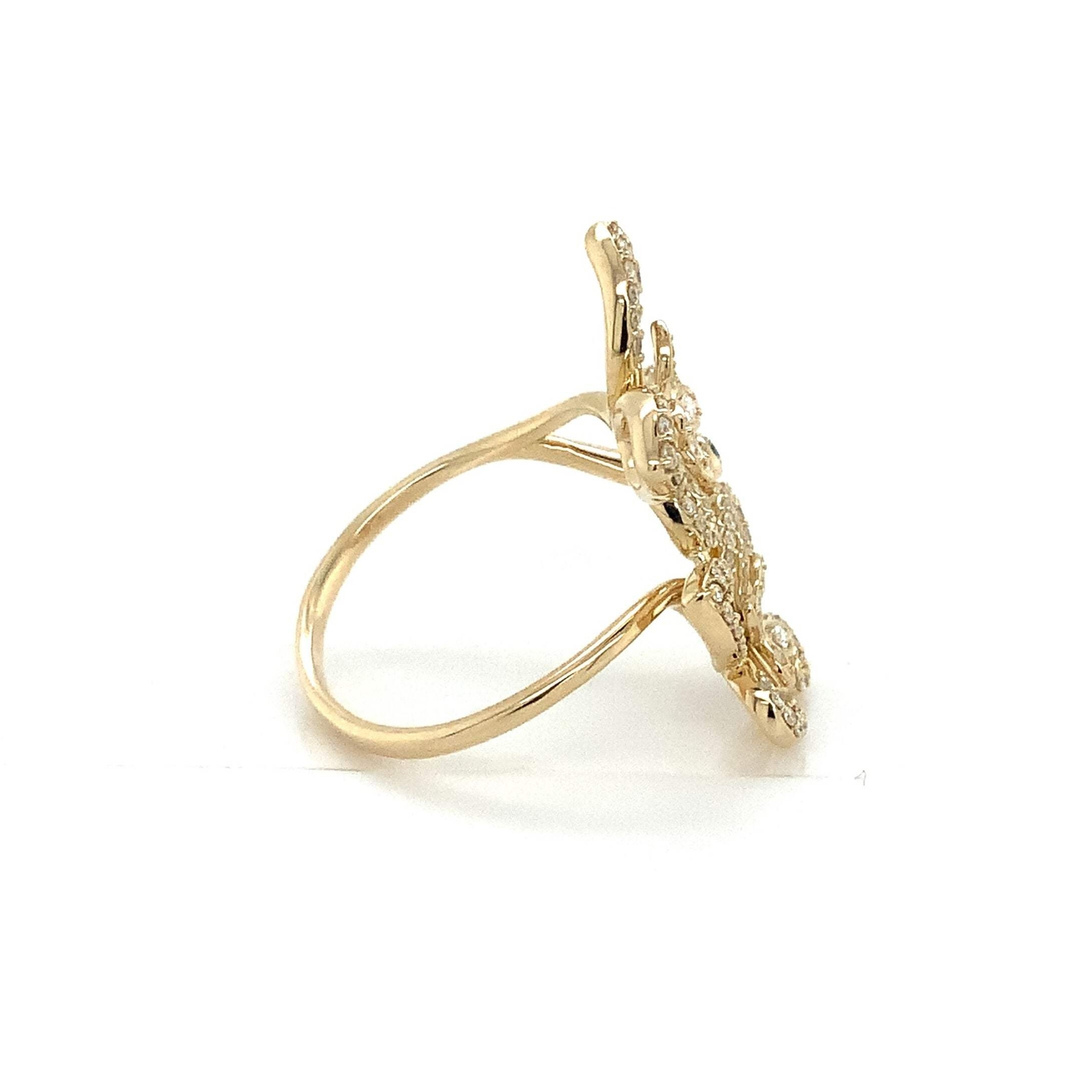 Roman+Jules 2 Butterfly Bypass Right Hand Diamond Ring Fashioned in 14K Y/G