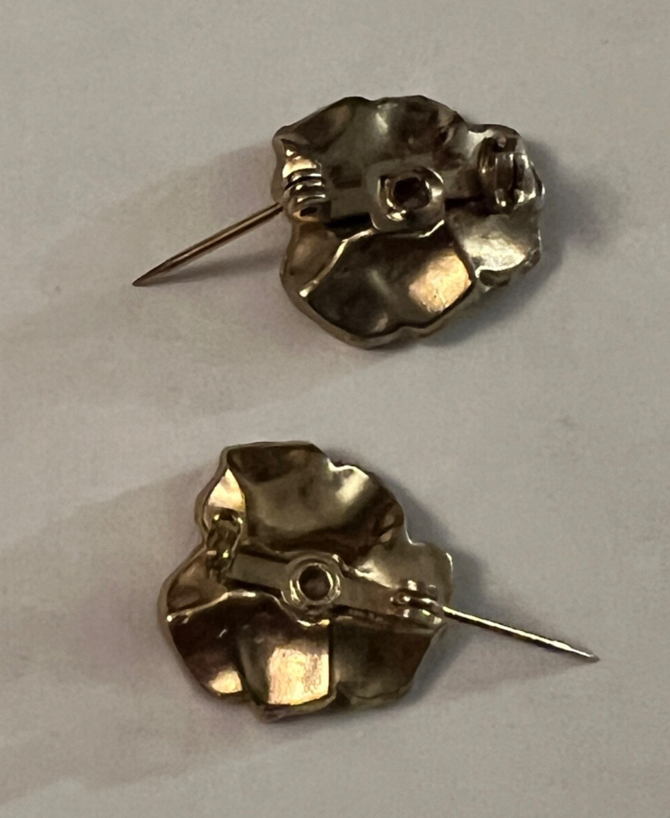 2 Vintage Enamel Pansy Brooch Scatter Pins 3/4 Inch Pins