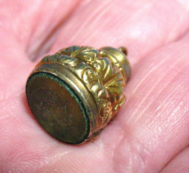 GOLD FILLED YELLOW GLASS CHARM FOB PENDANT VICTORIAN 6.4 GRAMS J-586