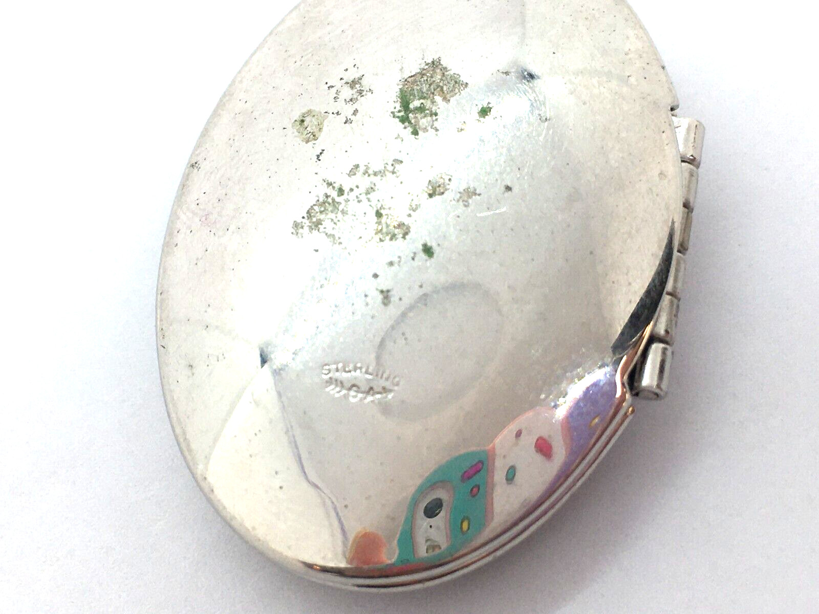Vintage Etched Flowers Sterling Silver Locket Necklace Pendant almost 2″ Long