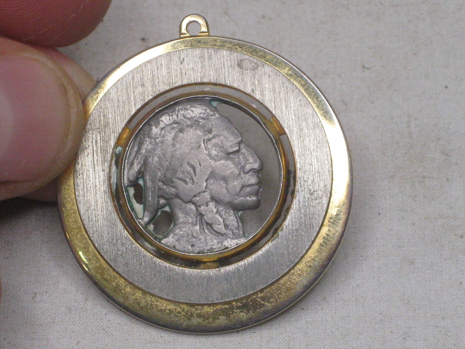 vintage cut out Buffalo Nickel pendant charm Indian coin 5 cent US United States