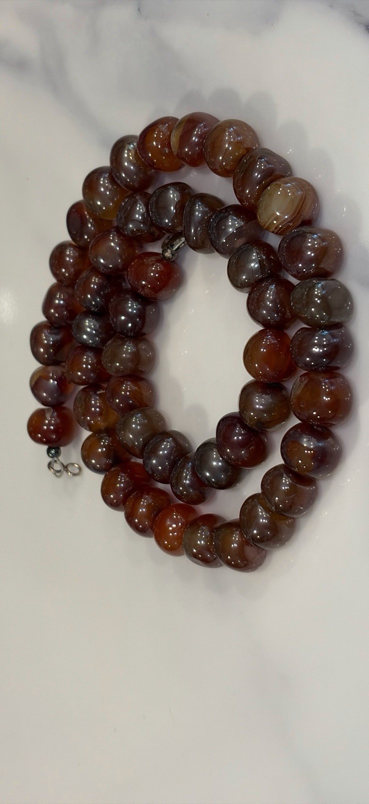 Gorgeous vintage agate necklace Rich Dark Colors OOAK Different Round Shaped