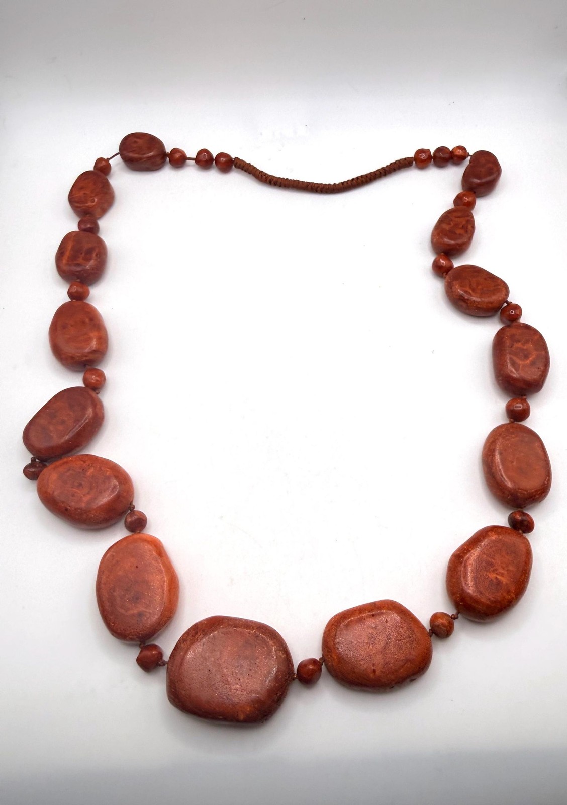 Vintage heavy large red sponge coral beaded necklace