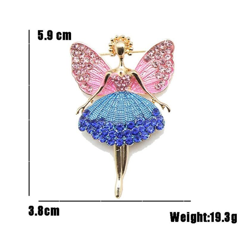Cute Angel Brooch for Women Enamel Retro Rhinestone Wedding Clothing Lapel Pins